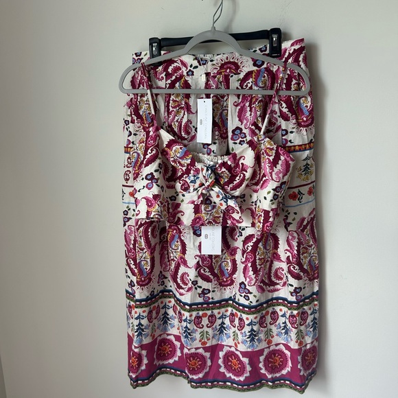 Caroline Constas Pink Floral Crop Top and Maxi Skirt Set